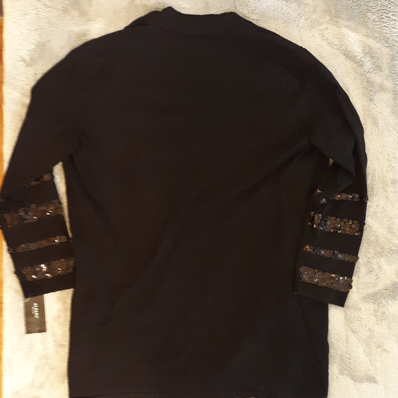 Alfani Petite Black Sequined Open Front Cardigan - Picture 7 of 8